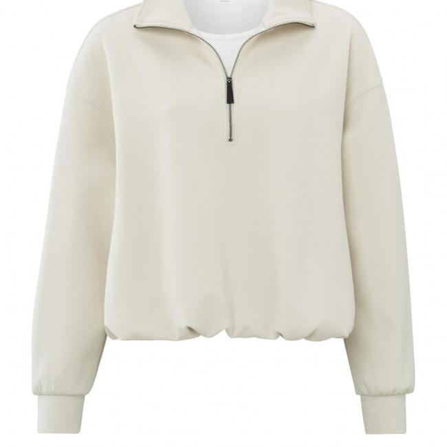 Pull beige doublé à manches longues et zip