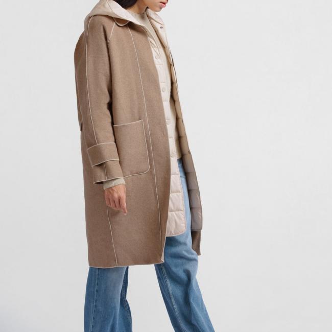 Manteau long avec bodywarmer matelassé et poches