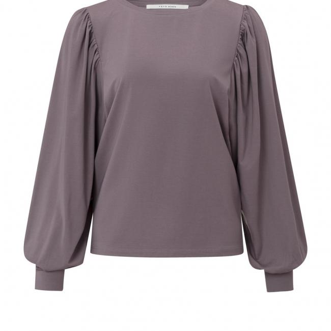 Haut manches bouffantes, col rond, coupe ample