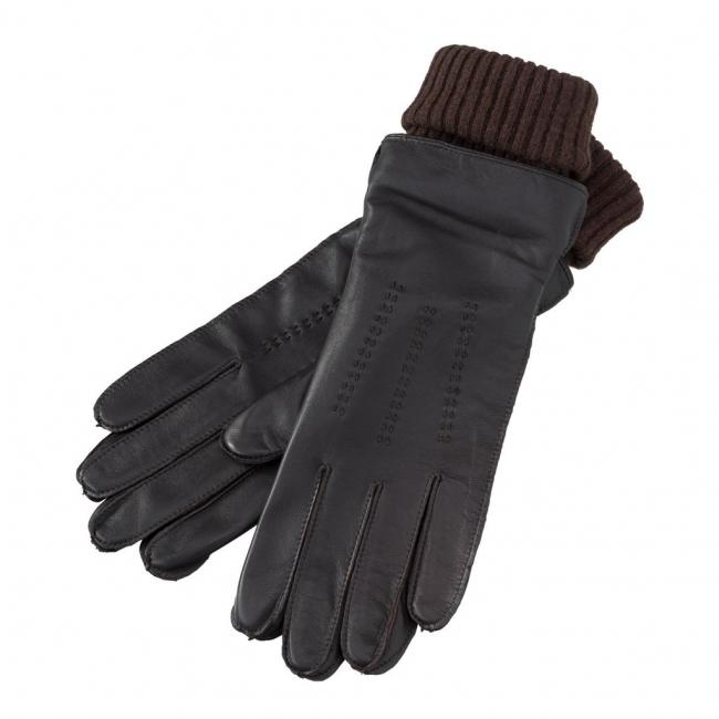 Gants en cuir avec manchettes en maille