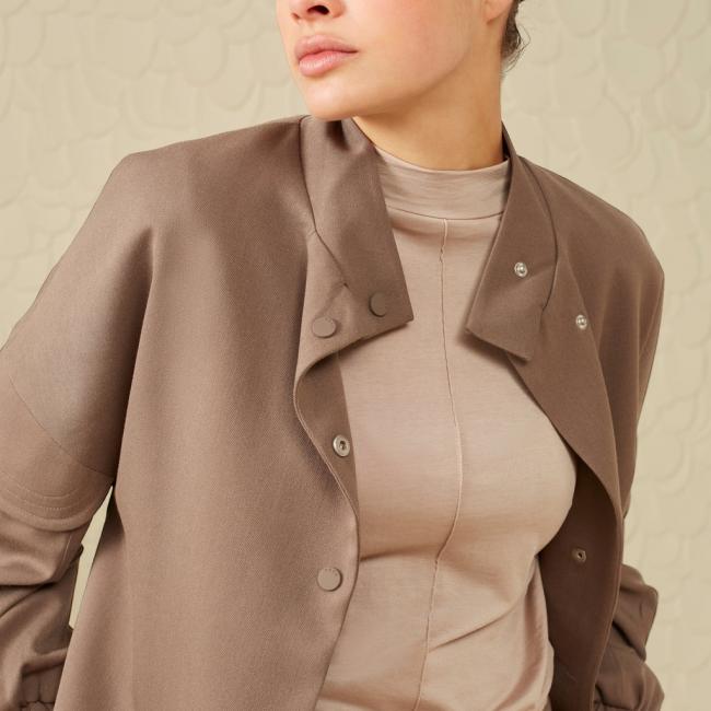 Veste bomber douce manches longues avec boutons et poches
