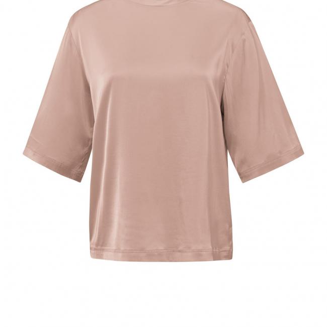 T-shirt oversize en satin à col rond
