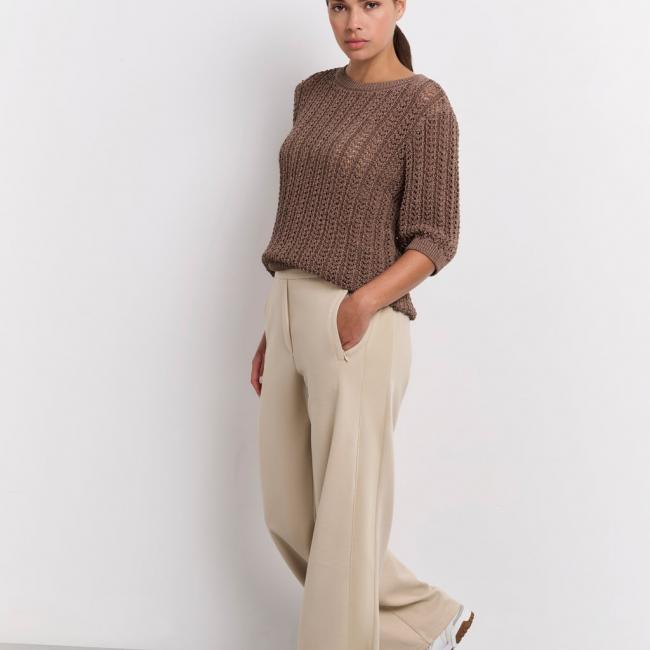 Pantalon large à taille haute