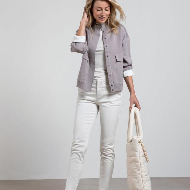 Veste bomber en maille, manches longues, patte de boutonnage