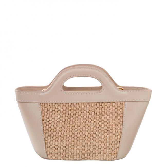 Petit sac en paille avec anse en cuir