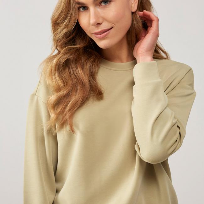 Pull manches longues, col rond, coupe large en néoprène