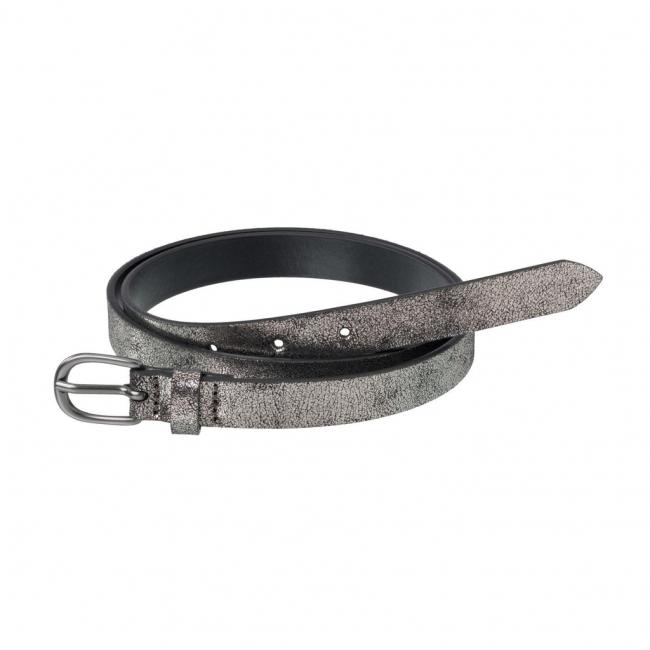 Ceinture métallisée en cuir avec boucle ovale