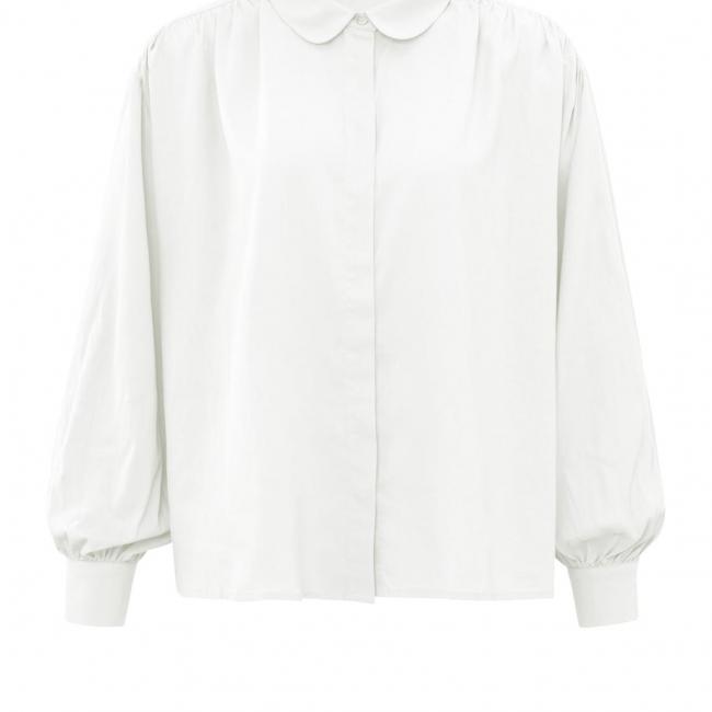 Chemise oversize, manches longues bouffantes, col et boutons