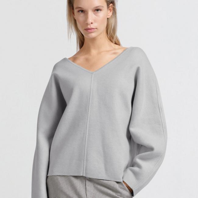 Pull oversize à col en V et manches longues