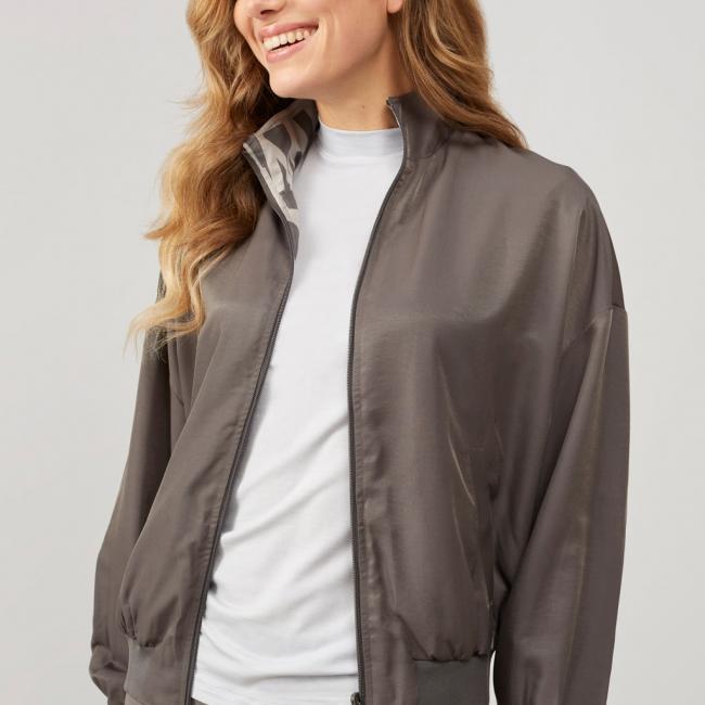 Veste bomber réversible, manches ballon 7/8 et zip