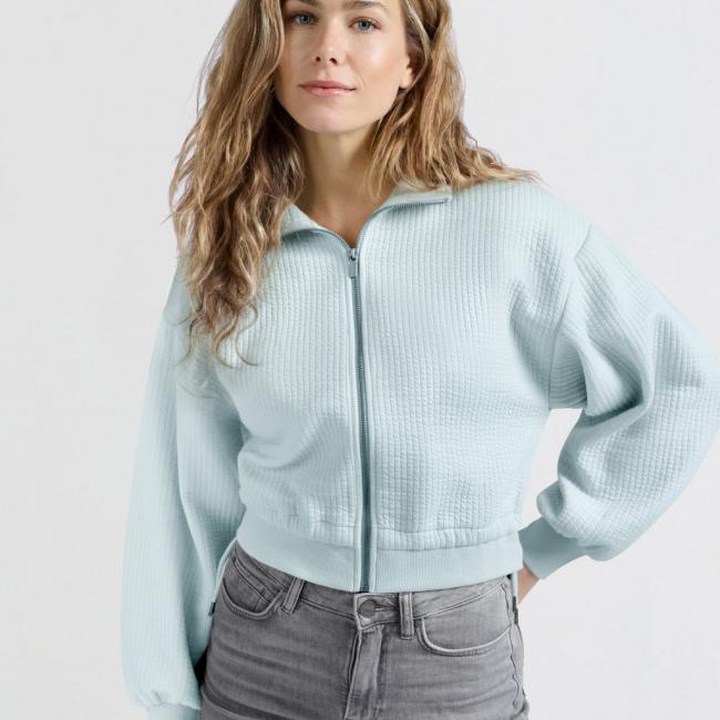Cardigan en jersey côtelé avec cordons et fermeture éclair