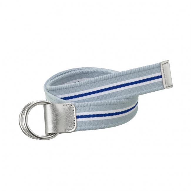 Ceinture à rayures, boucle en D, détails argentés