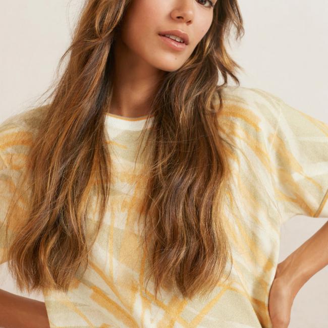 T-shirt en maille ras du cou, manches courtes, imprimé