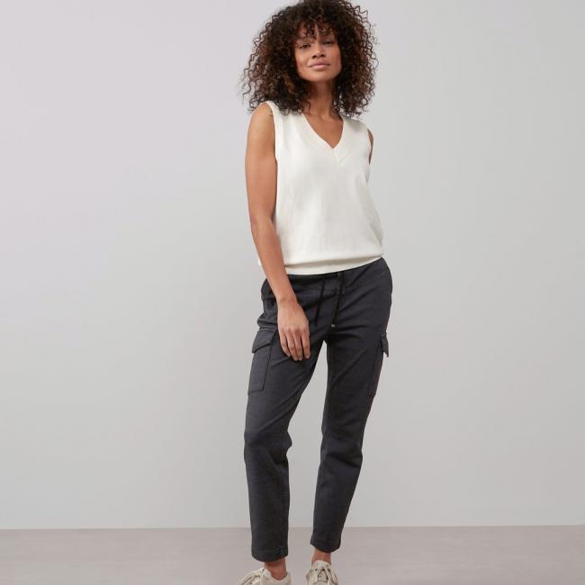 Pantalon cargo en jersey, taille élastiquée et cordon
