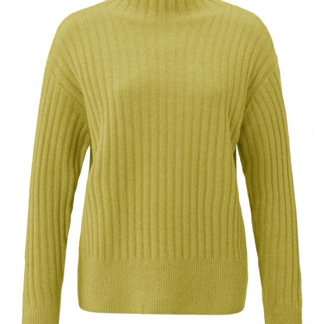 Pull col roulé, manches longues, maille côtelée