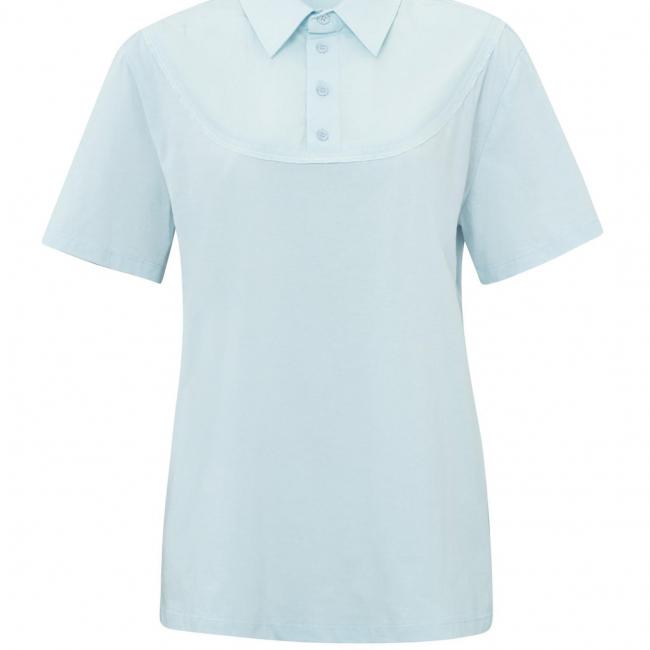 Haut en jersey avec col chemise, manches courtes et boutons
