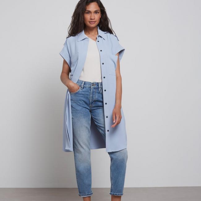Jean taille haute droit avec poches