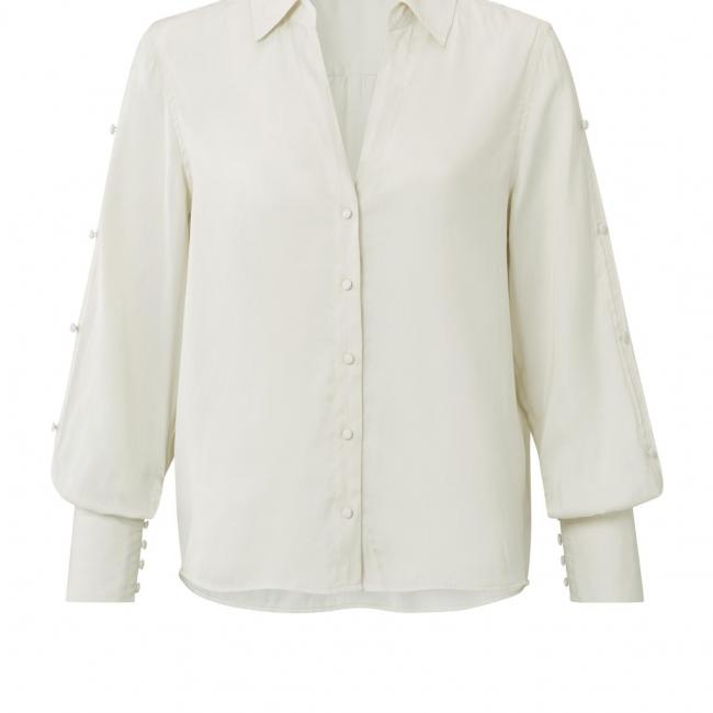 Chemise col V à manches longues et à boutons