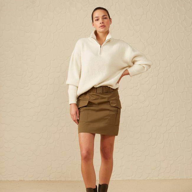 Pull col roulé avec fermeture éclair, manches longues