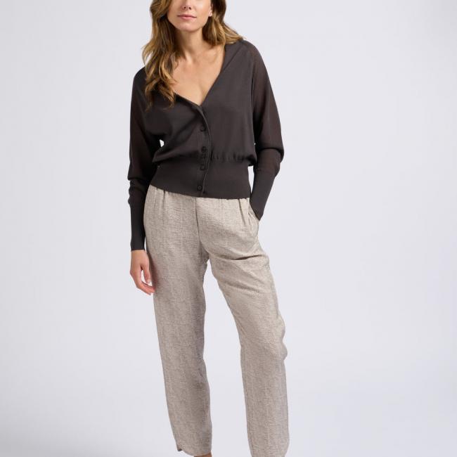 Pantalon taille élastiquée et imprimé animal