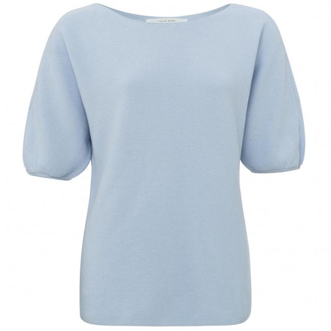Pull col bateau, manches courtes bouffantes, coupe droite