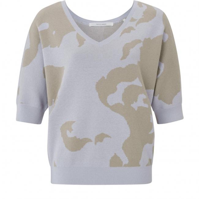 Pull en tissu jacquard, col v et demi manches