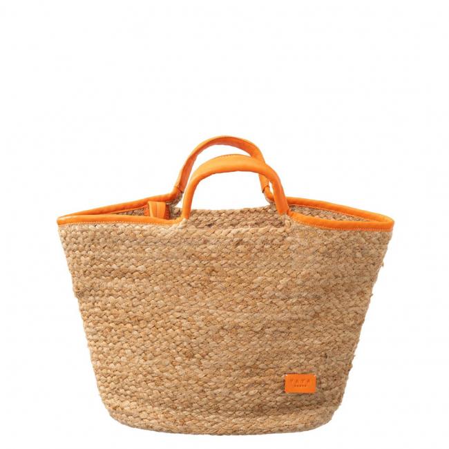 Panier en cuir et paille