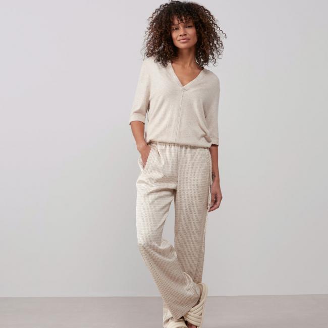 Pantalon large imprimé longueur 32 avec poches