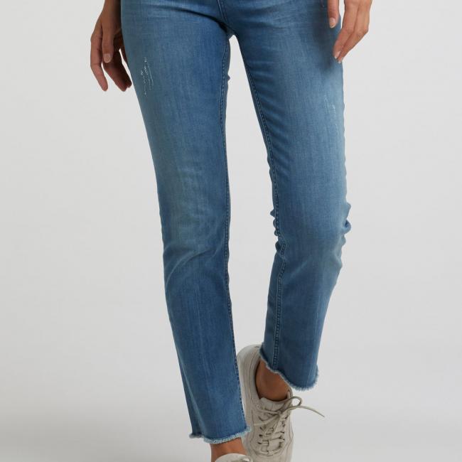 Cotton blend straight jeans