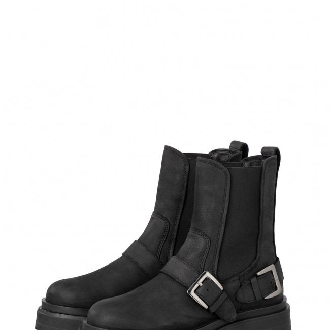 Bottes Chelsea noires avec une boucle en cuir