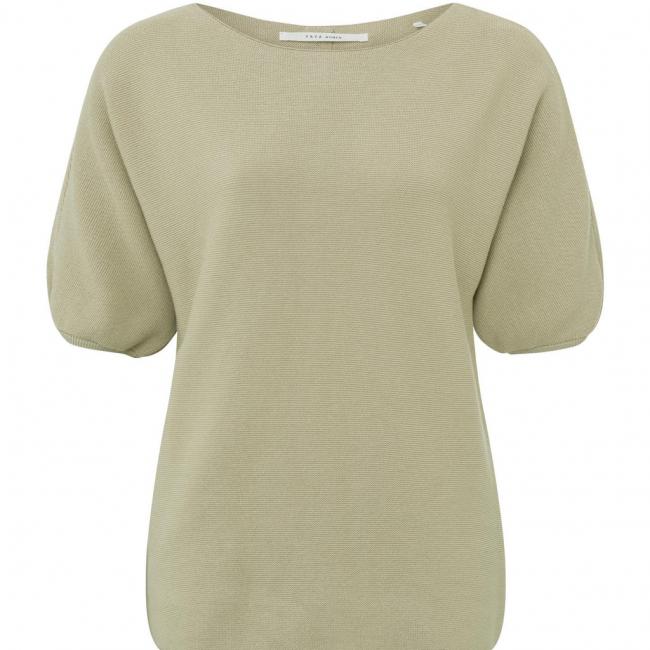Pull en coton, col bateau, manches courtes ballon