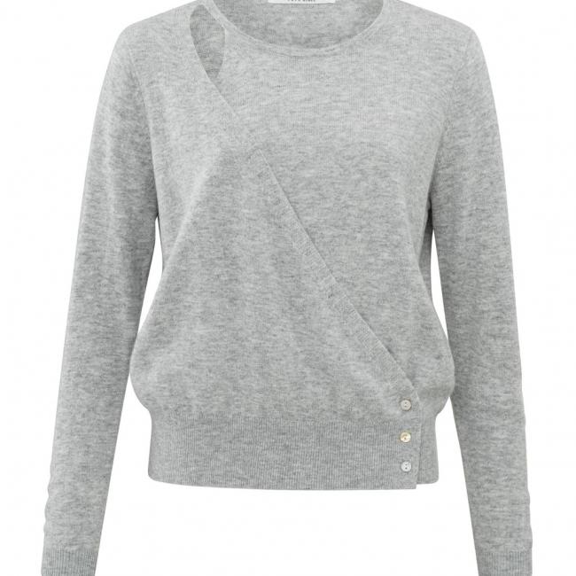 Cardigan asymétrique à boutons et à manches longues