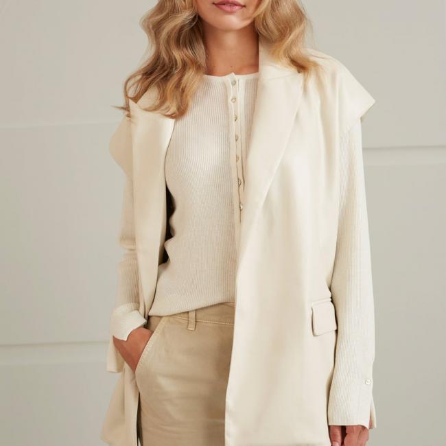 Blazer sans manches oversize avec col et poches