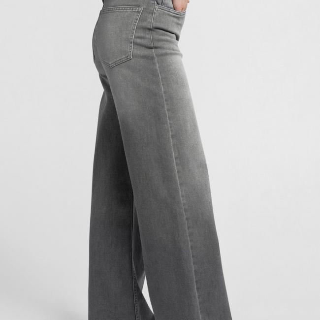 Jean gris extra large, taille haute avec poches - L86