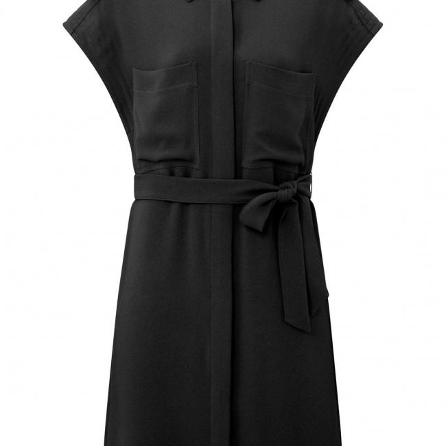 Robe sans manches avec poches, boutons, détails aux épaules