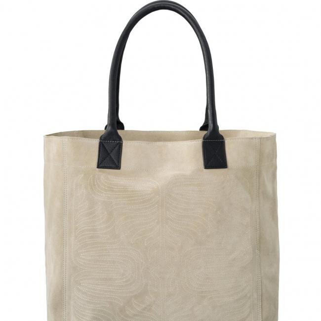 Sac à main avec anse en cuir et imprimé cousu