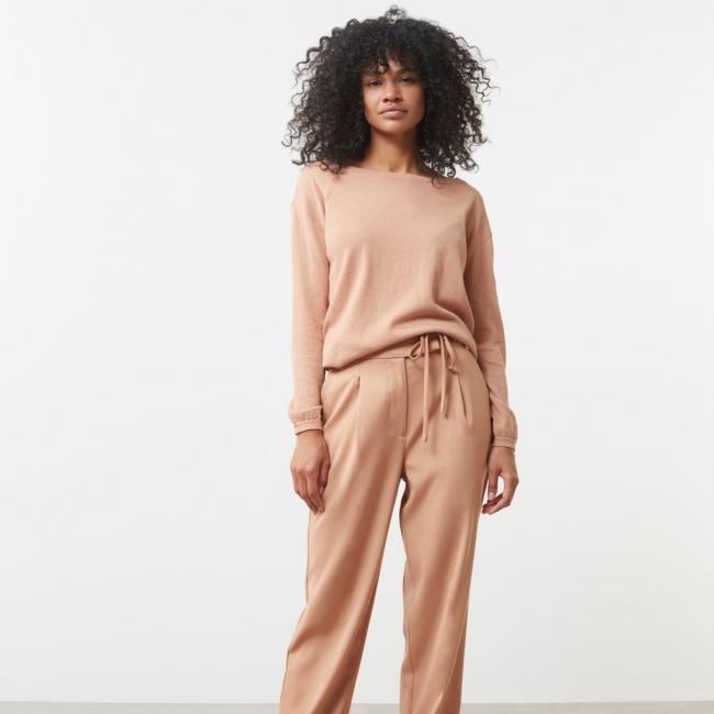 Pull col bateau, manches longues, coutures épaules tombantes