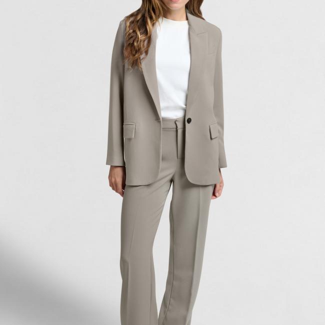 Pantalon tailleur droit et large, taille élastiquée