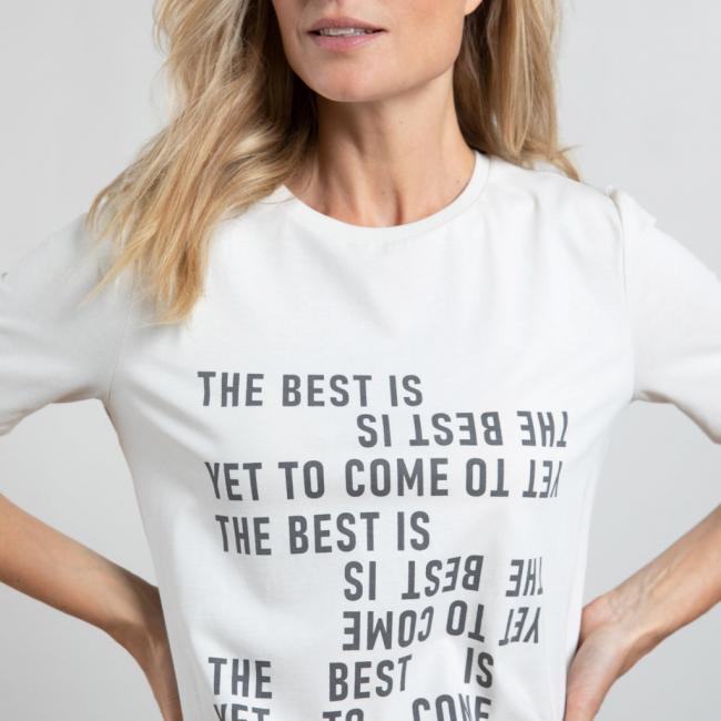 T-shirt col rond, manches courtes avec écriture imprimée