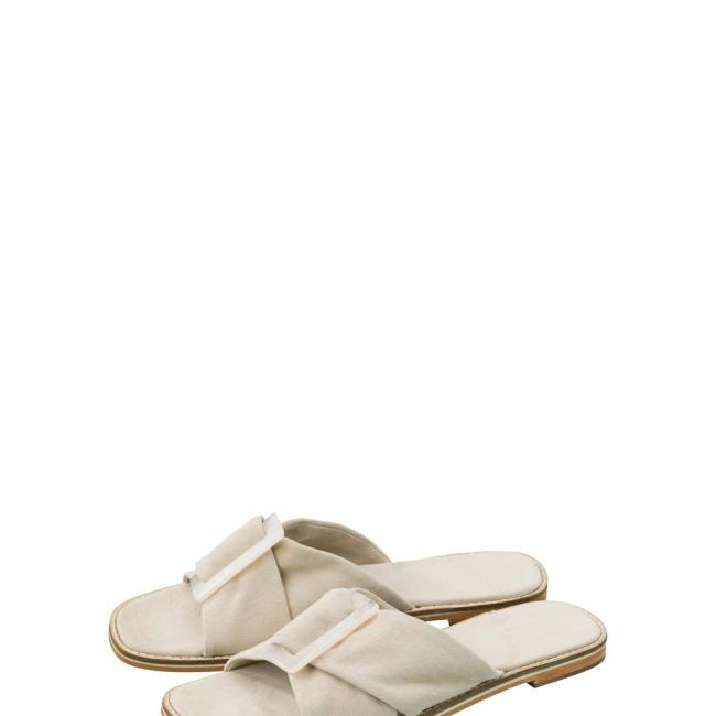 Sandales en suédine avec boucle et brides croisées