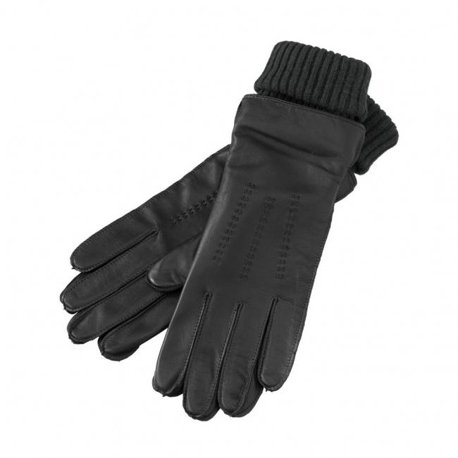 Gants en cuir avec manchettes en maille