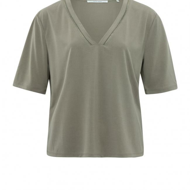 T-shirt classique avec col en V, manches courtes
