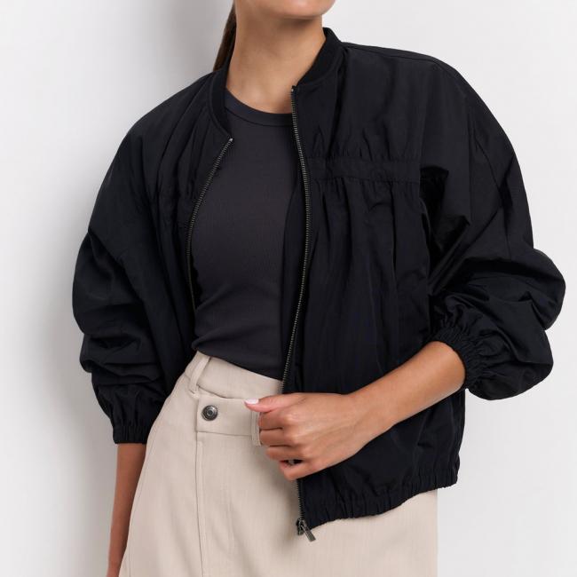 Veste bomber courte en nylon à la coupe oversize