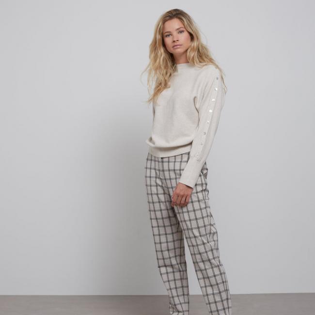 Pantalon chino droit à carreaux avec poches