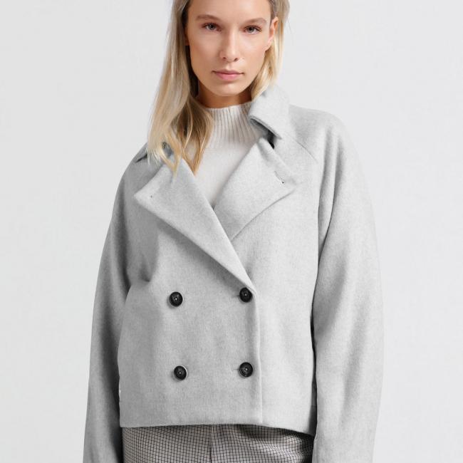 Veste courte en laine mélangée à détails matelassés