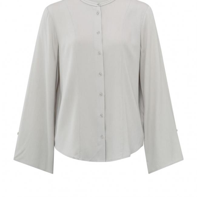 Chemise à manches larges, boutons et plissée à l'arrière