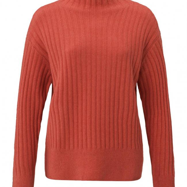 Pull col roulé, manches longues, maille côtelée