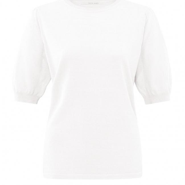 Pull à col rond et manches courtes bouffantes coupe standard