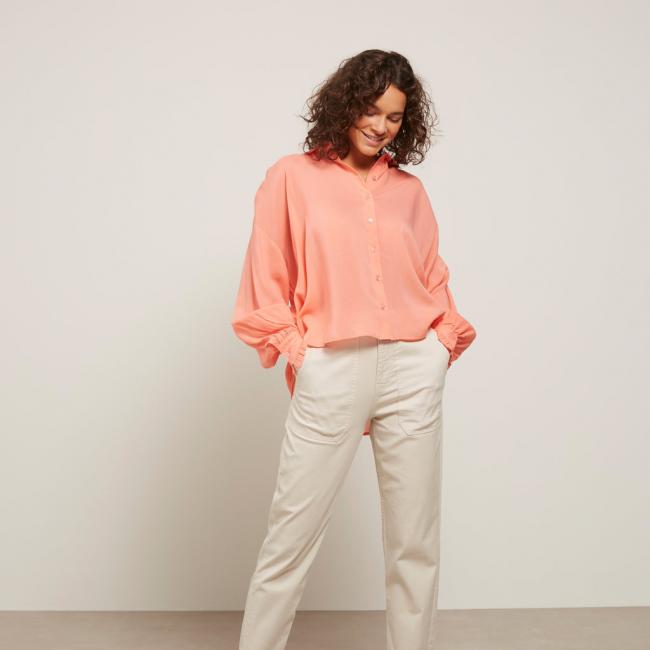 Pantalon cargo avec poches et fermeture éclair, coupe large