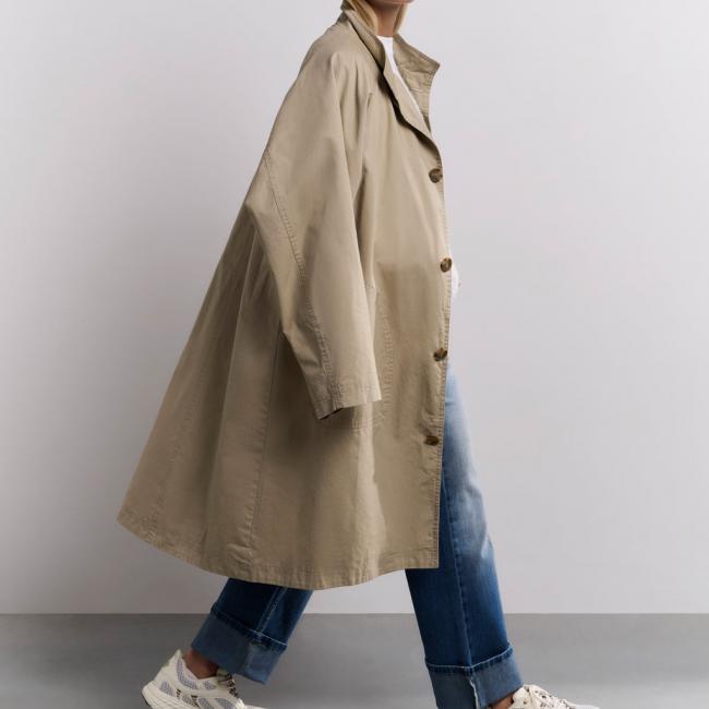 Manteau oversize en coton tissé à boutons